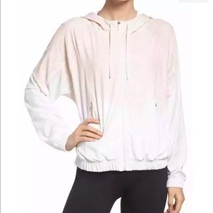 Zella Pink and White Hooded Active Running Jacket